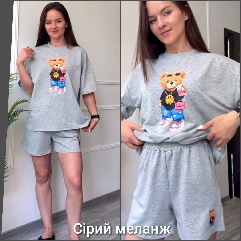 ‼️ Жіночий літній костюм з ведмедиком. Р. 42-44, 46-48, 50-52