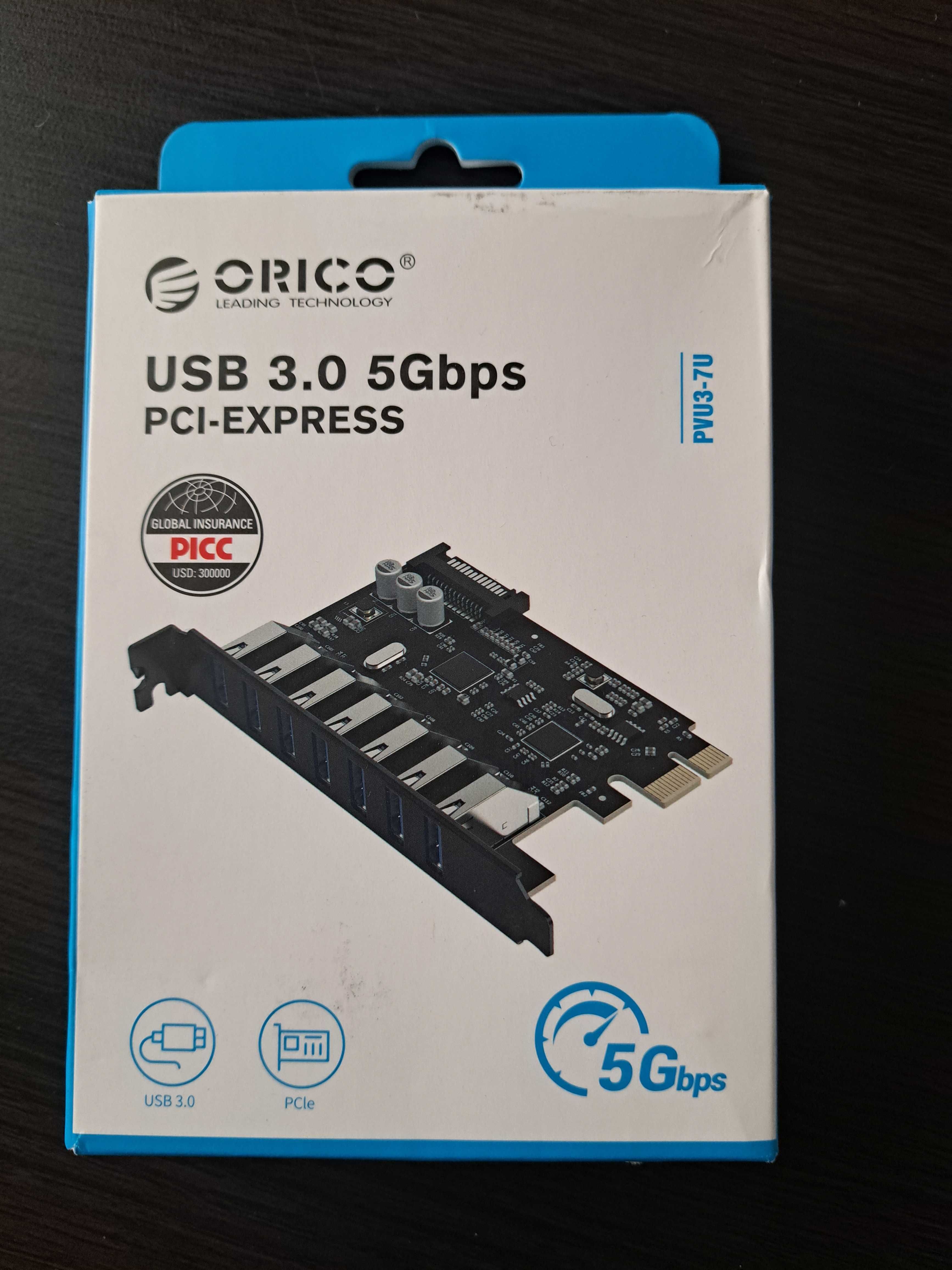 7 portowa karta rozszerzeń PCI-E USB 3.0 5Gbps PCI-EXPRESS Orico