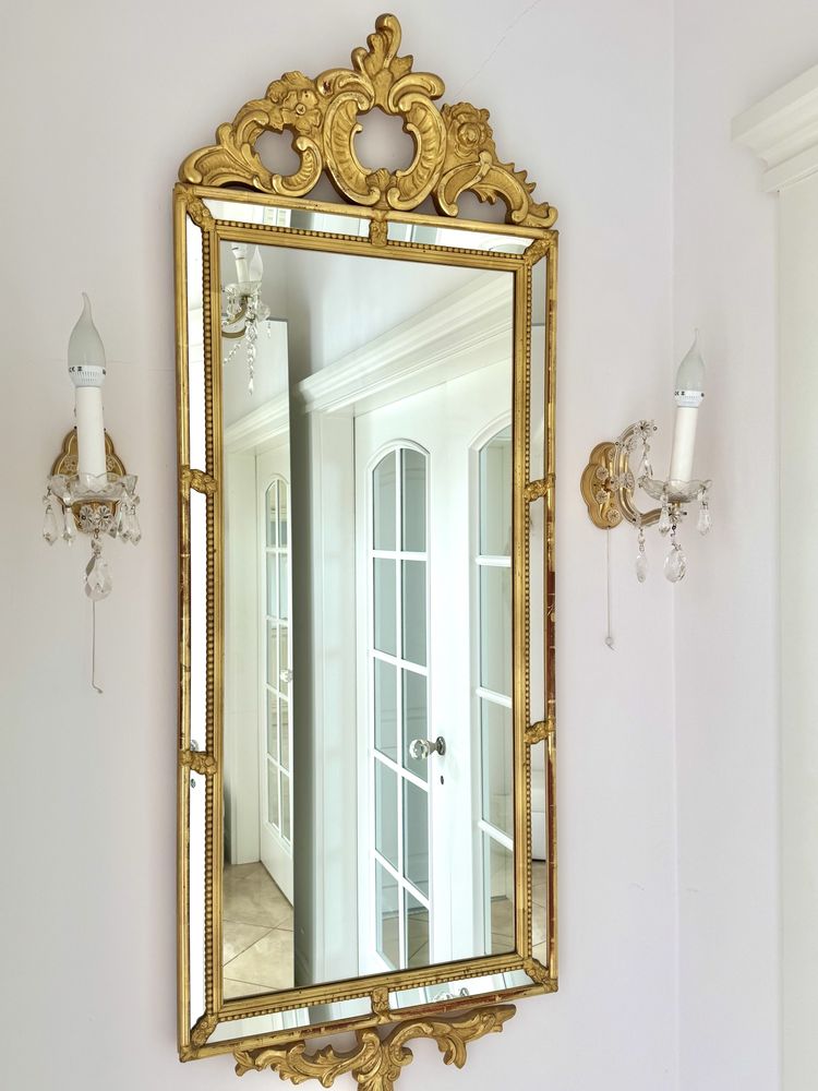 Lustro duze glamour zlote ornamenty