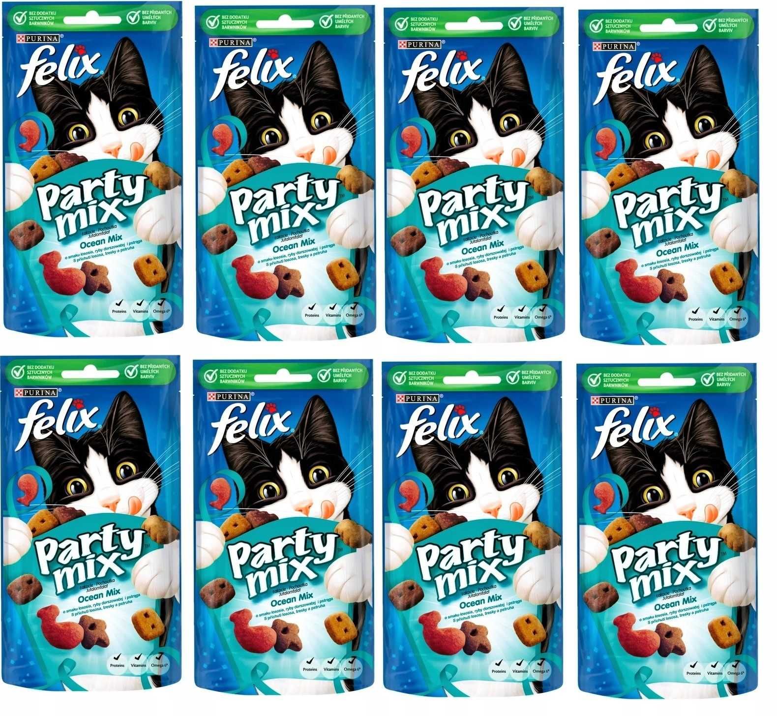 Sucha Karma FELIX PARTY MIX OCEAN przekąska dla kota Łosoś 8x60g