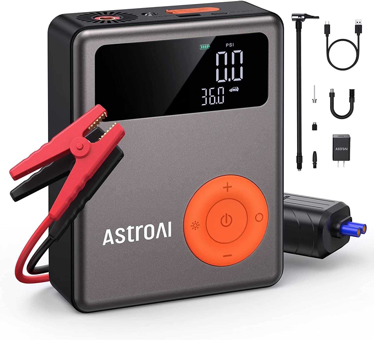 AstroAI Jump Starter с воздушным компрессором, 1750А авто стартер