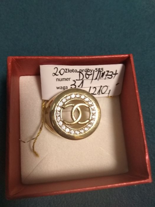 Złoty pierścionek schanel 585 Nowy