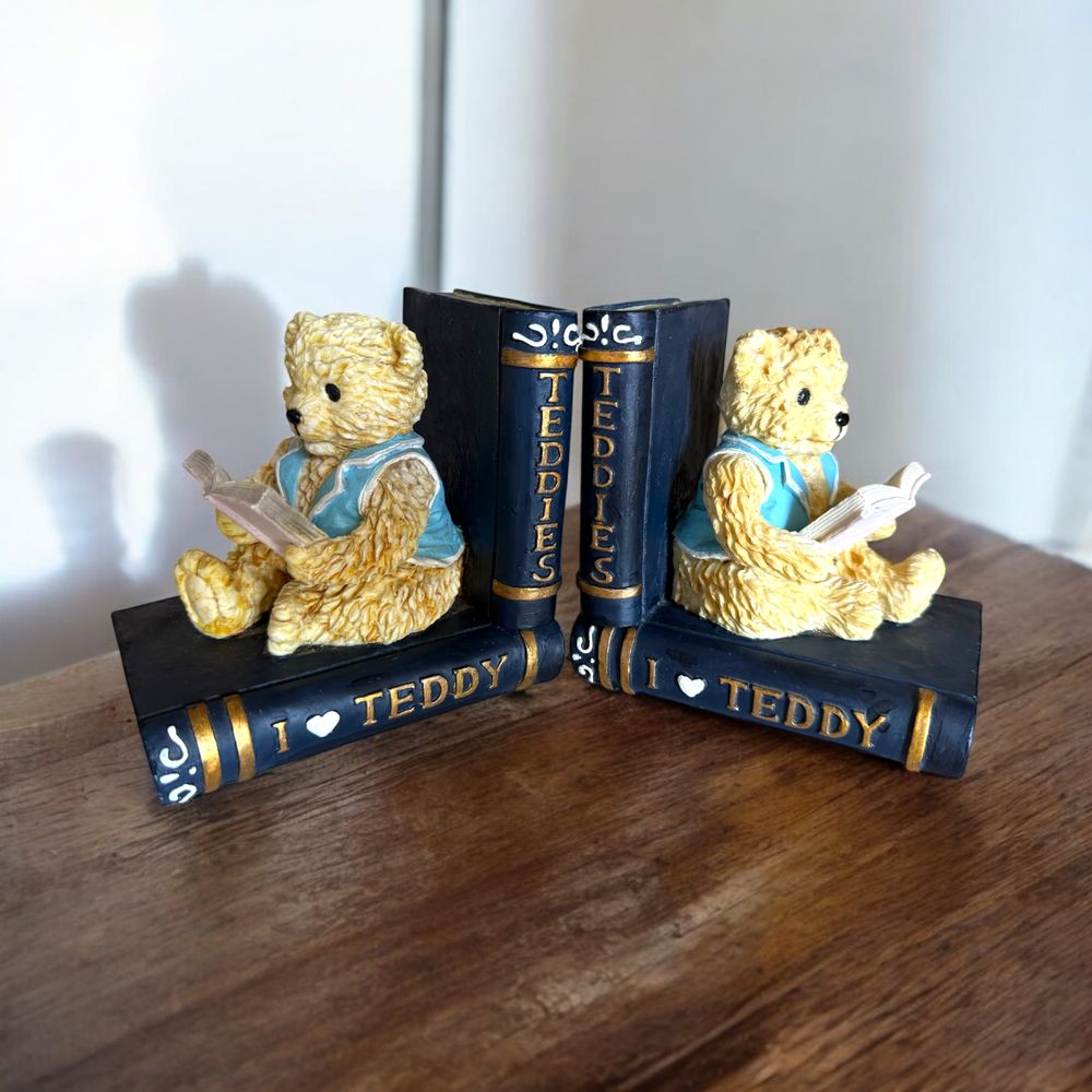 dois suportes para livros vintage em forma de ursinho de peluche