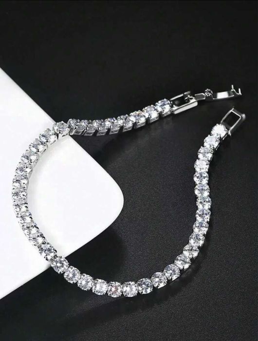 Pulseira masculina Prata c/ Zircônias
