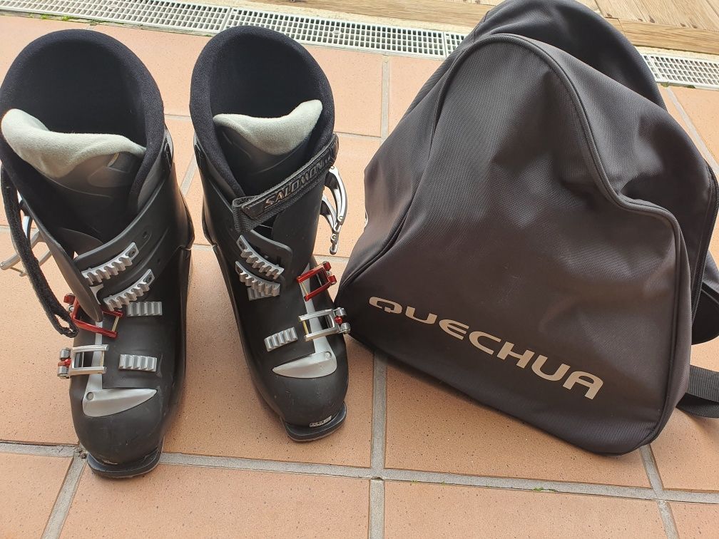 Botas de Ski Salomon e saco de transporte