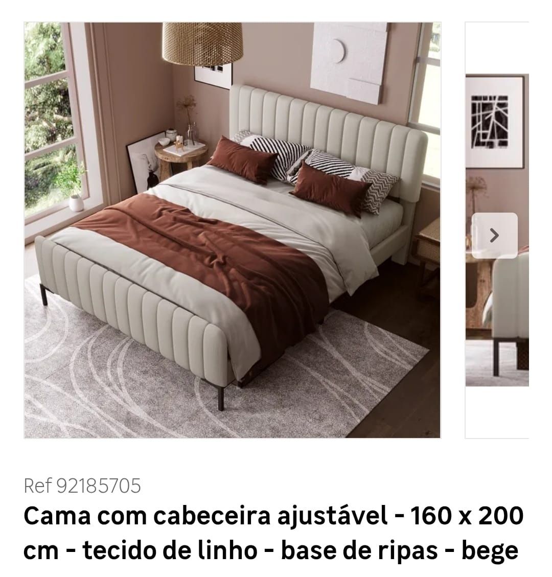 Cama com cabeceira ajustável - 160 x 200 cm - COMO NOVA