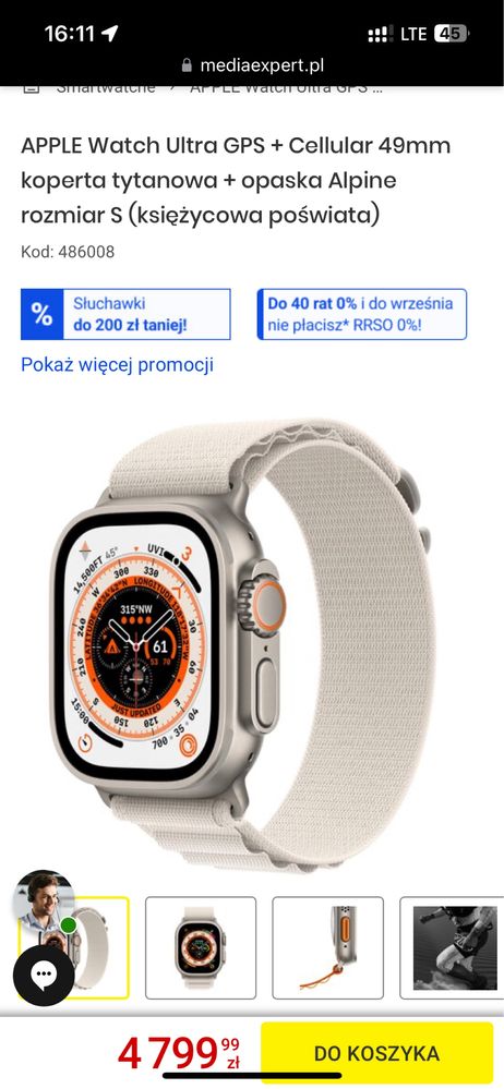 Apple watch ultra oryginalny na gwarancji