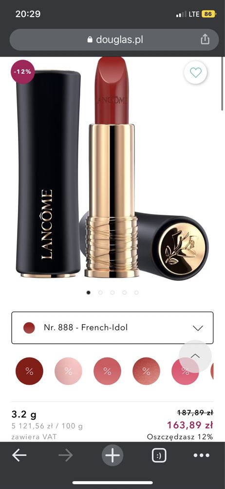 LANCOME L'Absolu Rouge Cream Pomadka Do Ust o numerze 888