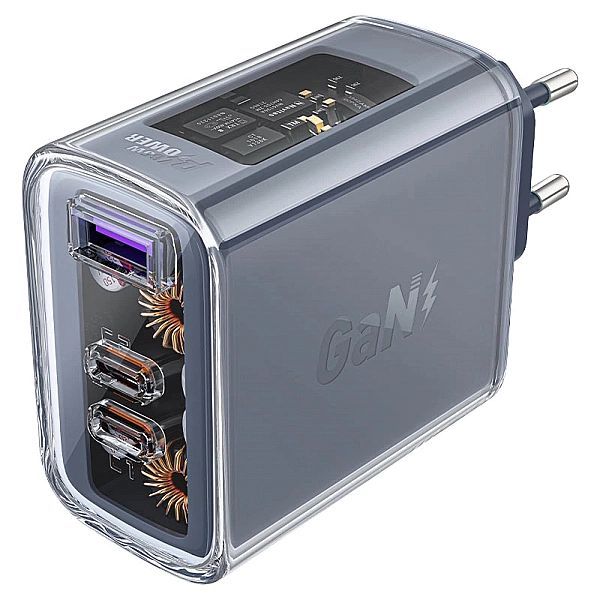 Acefast ładowarka GaN 65w 3 porty (1xUSB, 2xUSB C) zielona (a45)