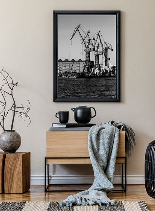 Plakat industrialny! Gdańsk stocznia port Loft skandi czarny Polska