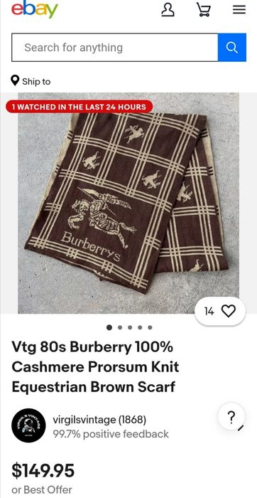 Вінтажний двохсторонній кашеміровий шарф Burberry (оригінал).