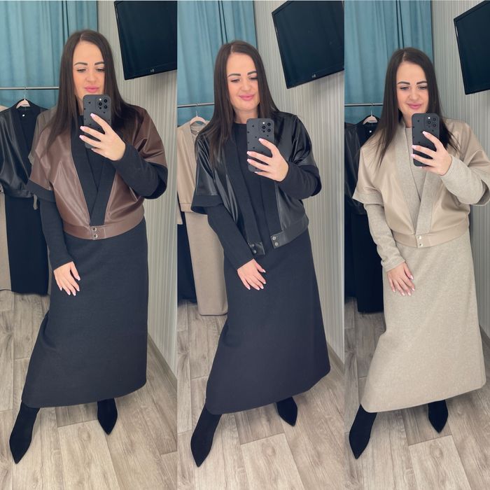 Женское платье ангора+кардиган 50-64 батал Жіночий костюм батал теплий