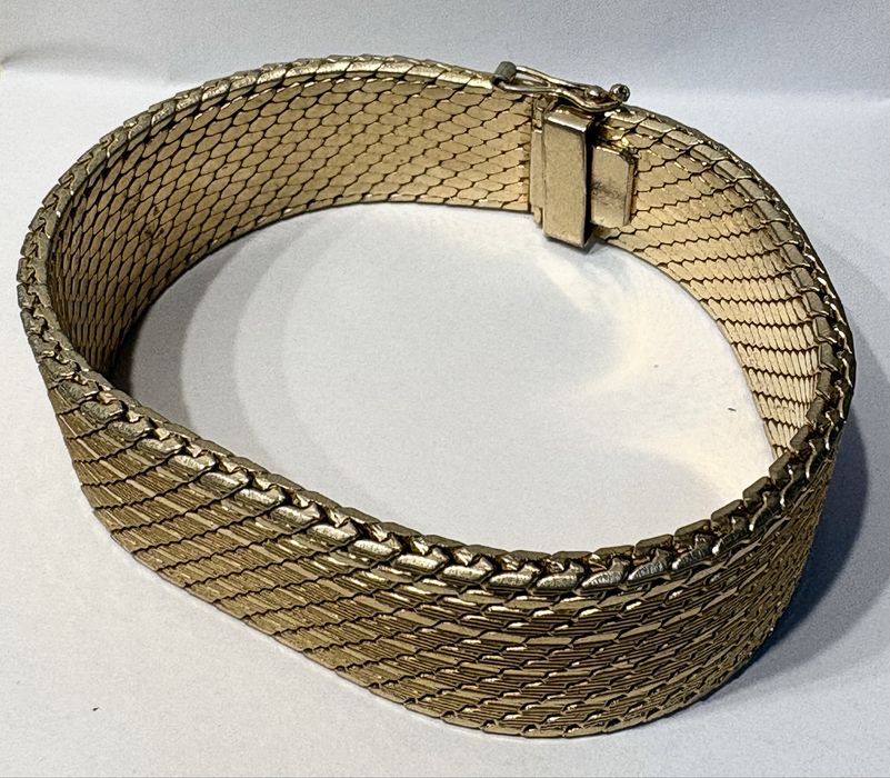 Fantastica larga bracelete vintage com plaqué de ouro 750 -contrastada