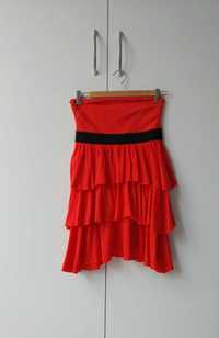 czerwona sukienka bez ramiączek r. 36