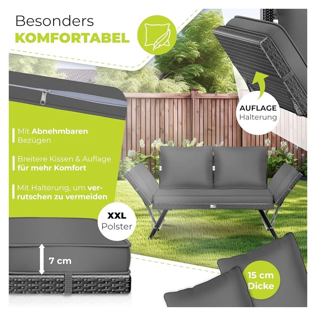 Ławka leżanka ogrodowa na balkon taras rattan