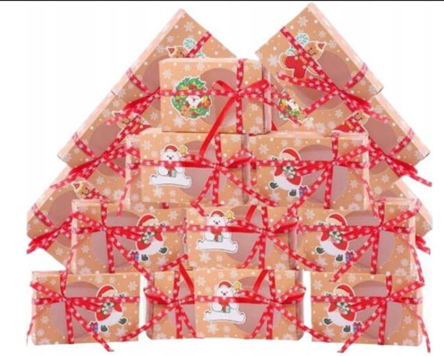 Pudełko świąteczny z okienkiem Zestaw 24-częściowy ze wstążkami