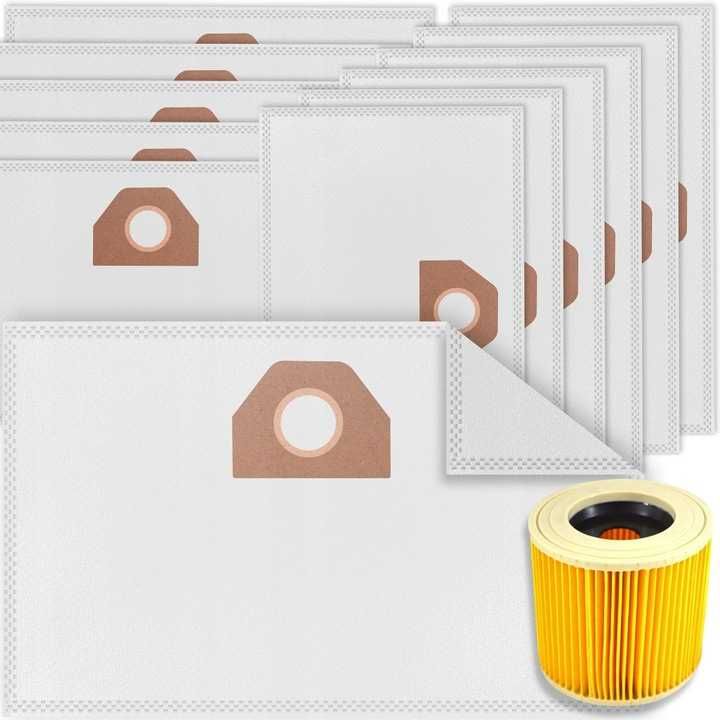 10x Worki Filtr Odkurzacza Karcher Wd3 Se4001 Syntetyczne Flizelinowe