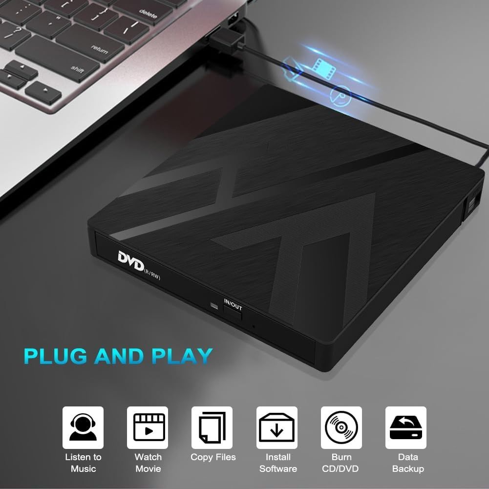 Zewnętrzny napęd CD DVD USB 3.0 typu C, z czytnikiem kart SD/TF,
