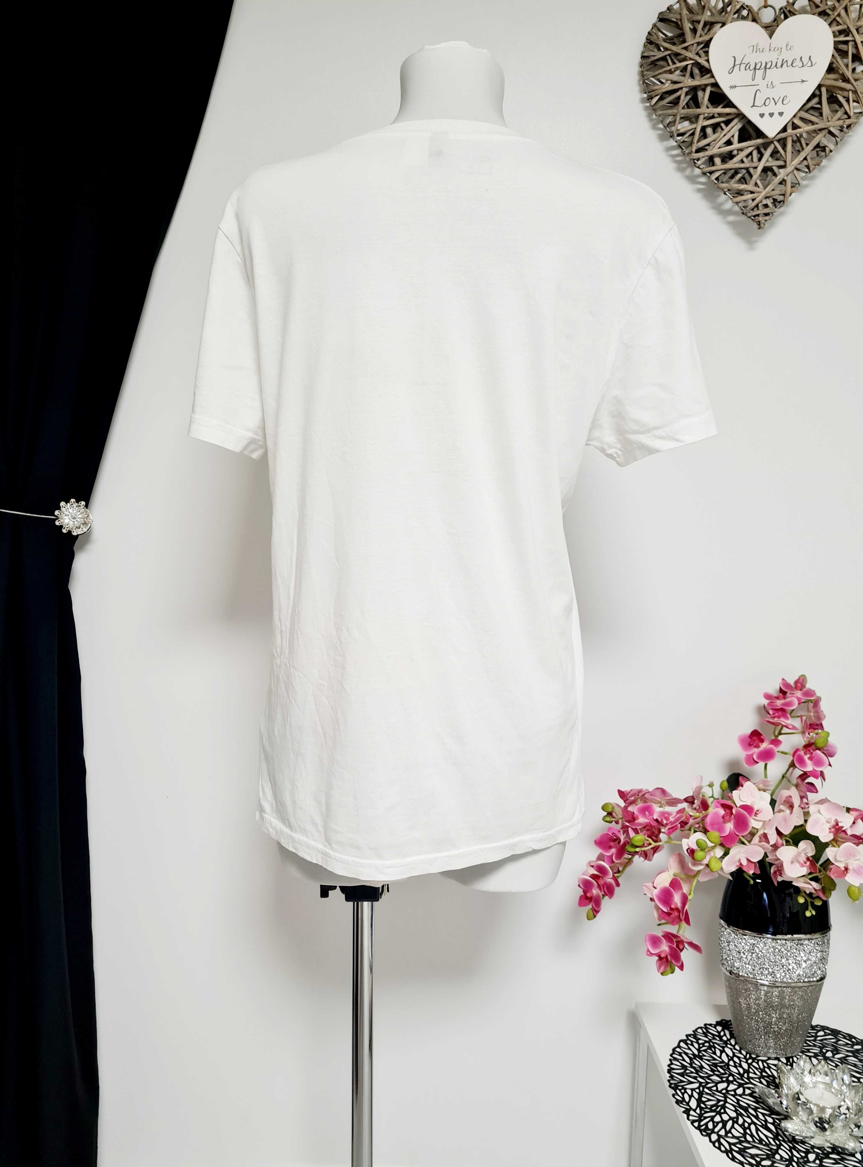 392. Klasyczna biała bluzka damska koszulka t-shirt oversize M 38