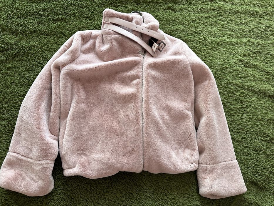Дубленка плюшевая розовая