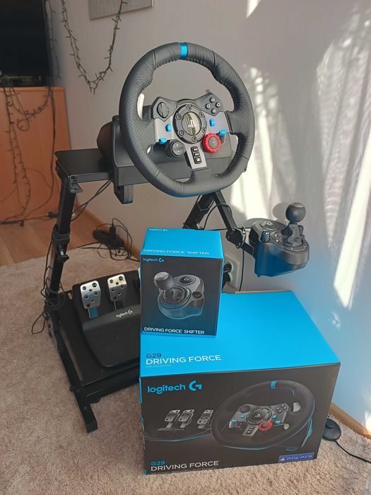 Zestaw Logitech G29 Driving Force + Shifter + Stojak – Stan idealny!