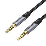 Kabel Audio Vention 3.5Mm Jack-Jack 1M Wytrzymały Szary Do Słuchawek