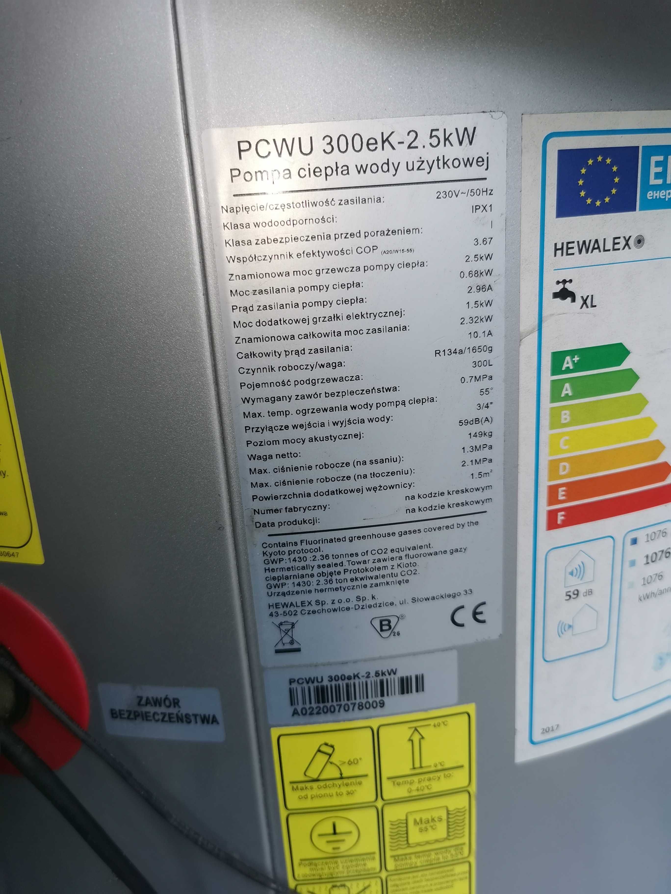 Pompa ciepła wody użytkowej 2.5kw 300l