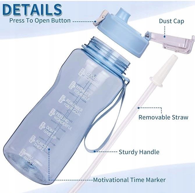 sportowa butelka na wodę 2l ze słomką trening siłownia