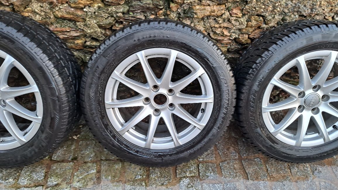 Jantes 16 5×112 Audi VW Seat Skoda Mercedes com pneus 205/55R16.
Possí