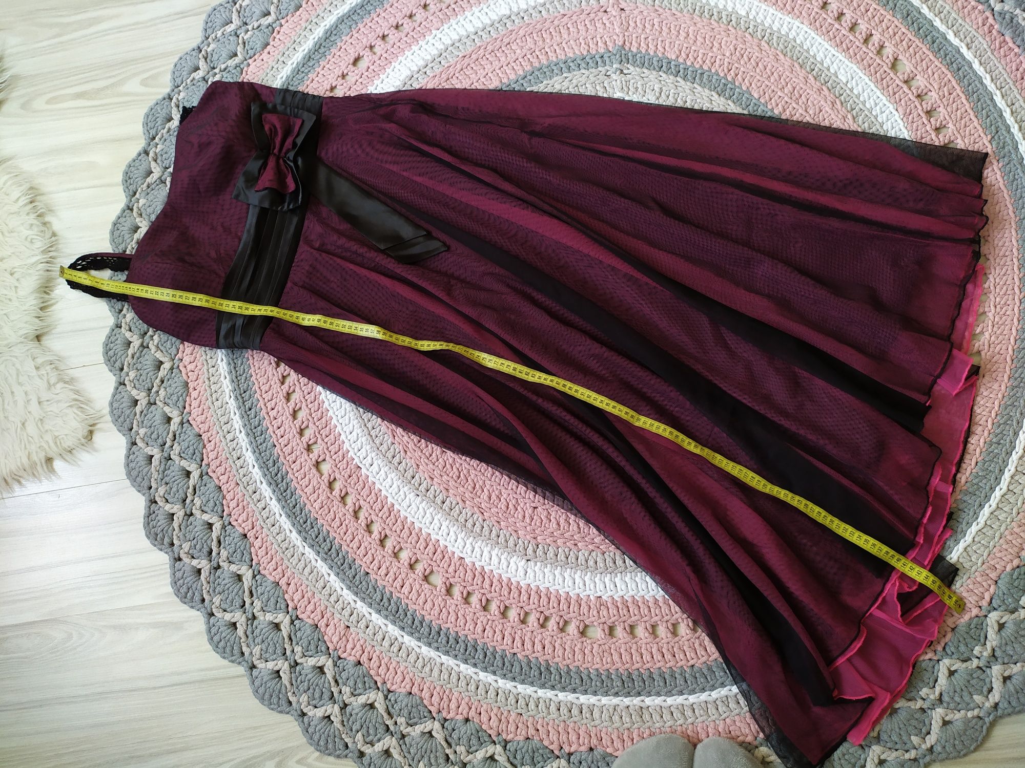 Suknia sukienka wesele XL balowa tiulowa różowa kopertówka czarna