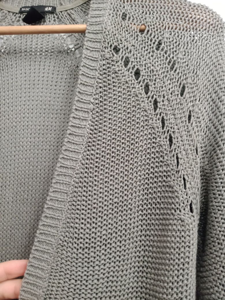 Sweter H&M Basic szary S M klasyk