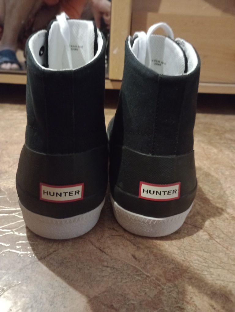 Hunter Men's Original sneakers, low - Canvas, Black/White,