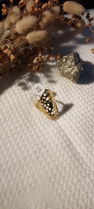 Anel aço inoxidável dourado