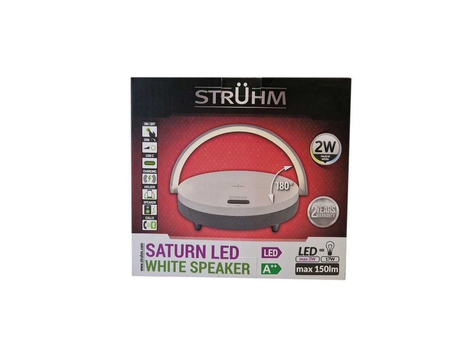 Lampka biurkowa SATURN LED SPEAKER biały głośnik