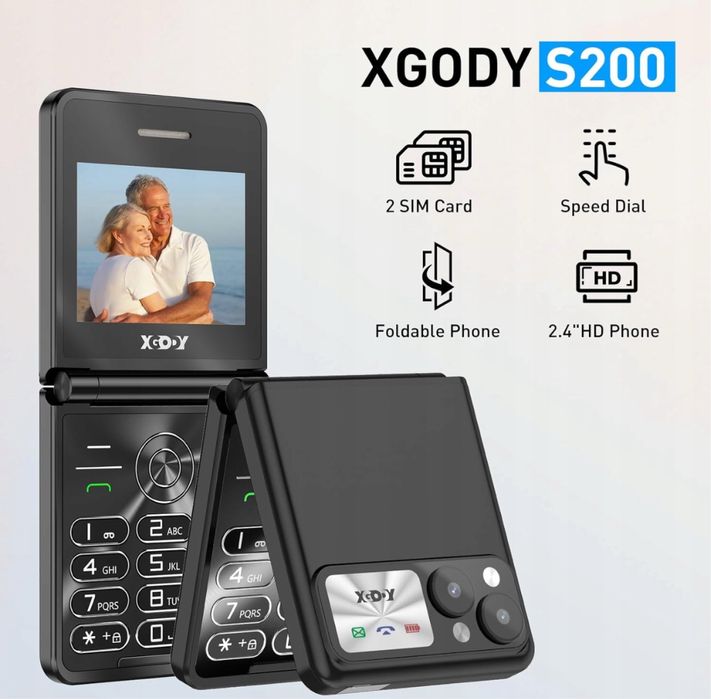 Telefon dla seniora klapka SOS Xgody S200 radio FM