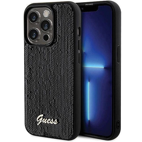 Etui Guess Sequin Script Metal na iPhone 13 Pro / 13 - czarne
