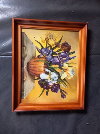 Obraz - kwiaty w drewnianej ramie
