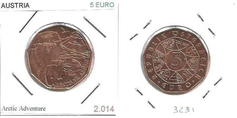 Áustria - - - 5 Euros - 2014 - - - Aventura no Ártico - - - Moeda