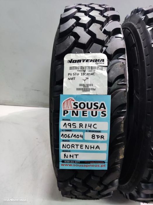2 pneus novos 195-15c nortenha - recauchutados - oferta dos portes