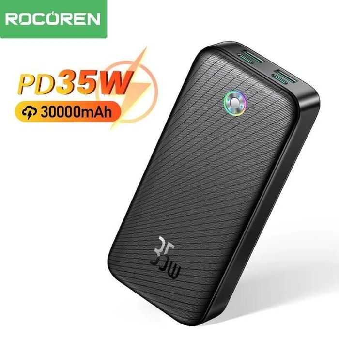 Power bank Rocoren 35W 30000mAh повербанк внешний аккумулятор