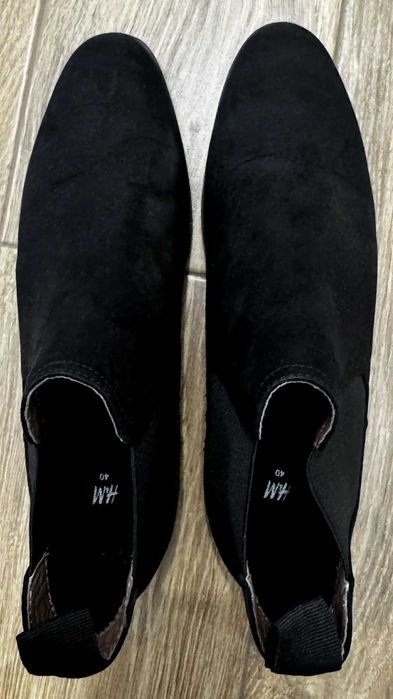 Buty zimowe kozaki sztyblety męskie czarne zamszowe eleganckie H&M 42