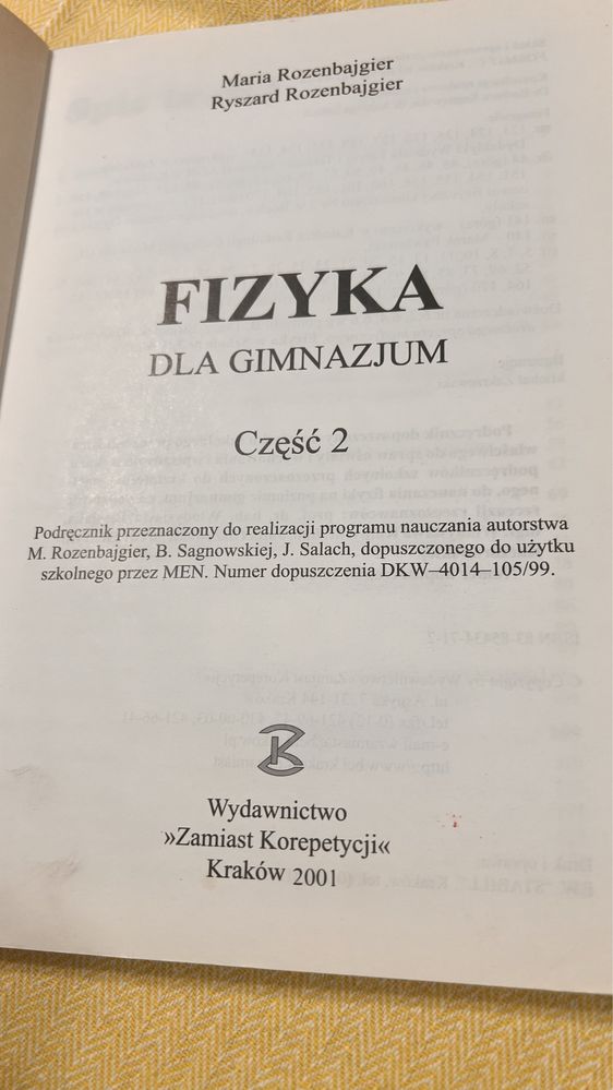 Fizyka dla gimnazjum Rozenbajgier cz 2 2001