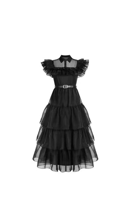 Сукня венсдей чорна з поясом