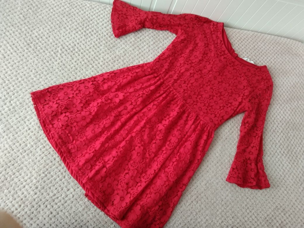 Czerwona koronkowa sukienka h&m 170