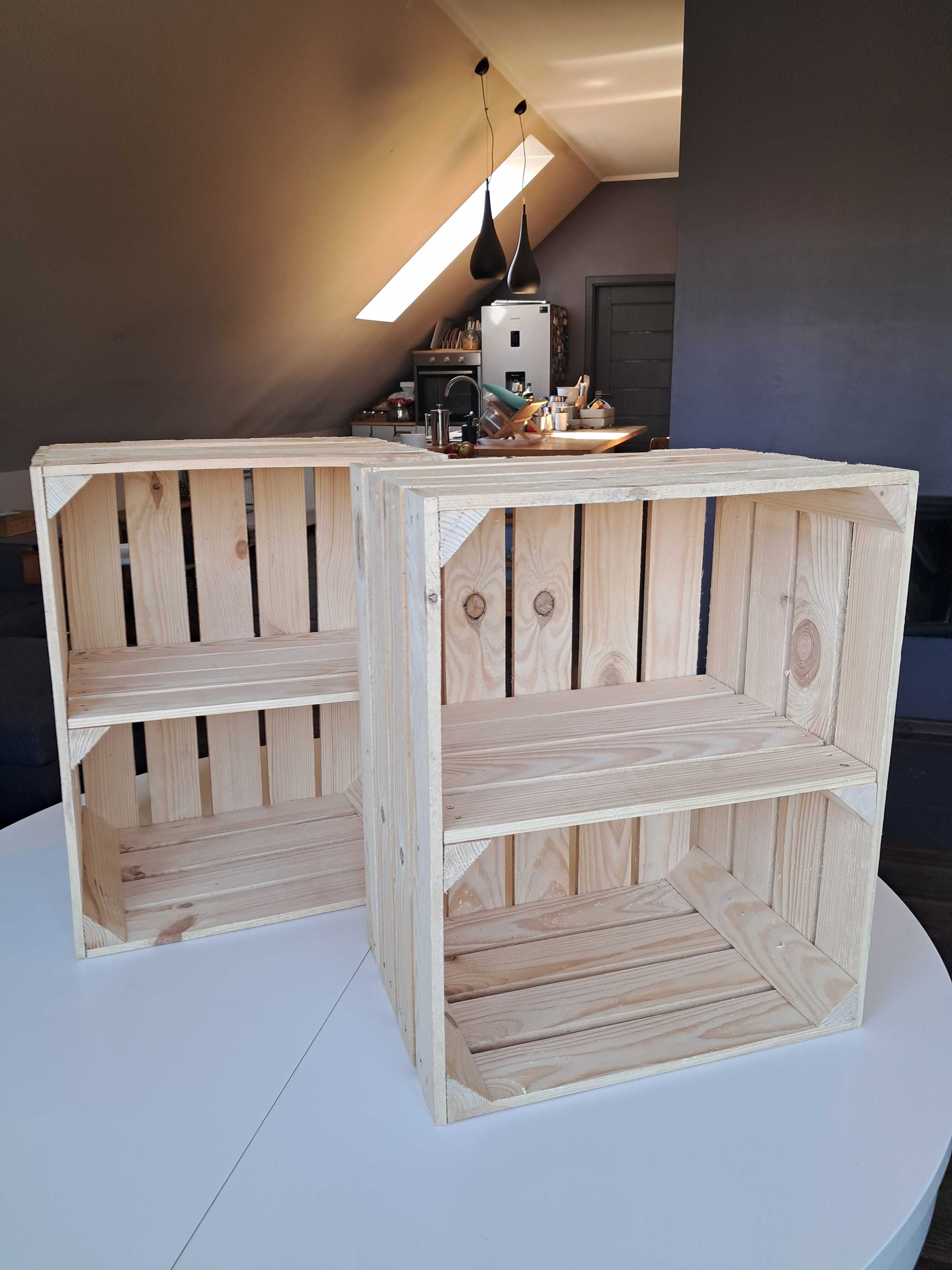 Dwie nowe skrzynki drewniane z półką krótką 50x40x30 przesyłka OLX