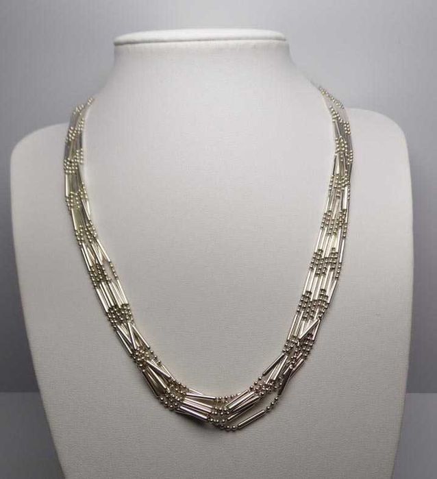 Srebrny łańcuszek szczebelki kulki 7 sztuk