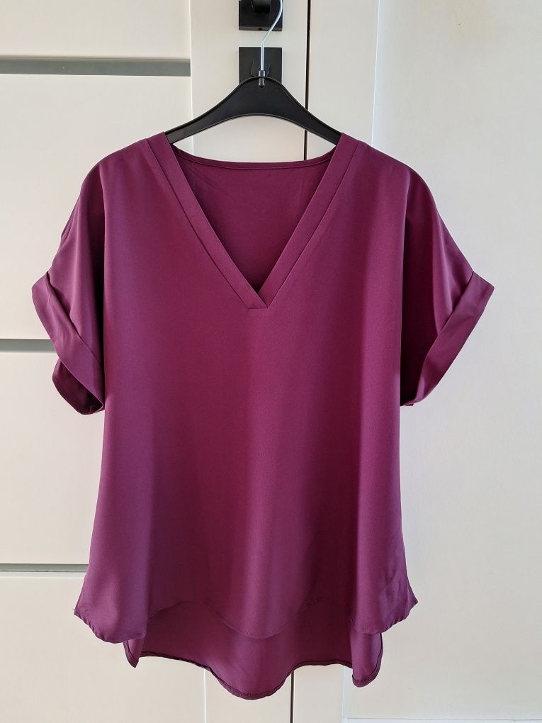 Elegancka bluzka damska fioletowa śliwkowa XL