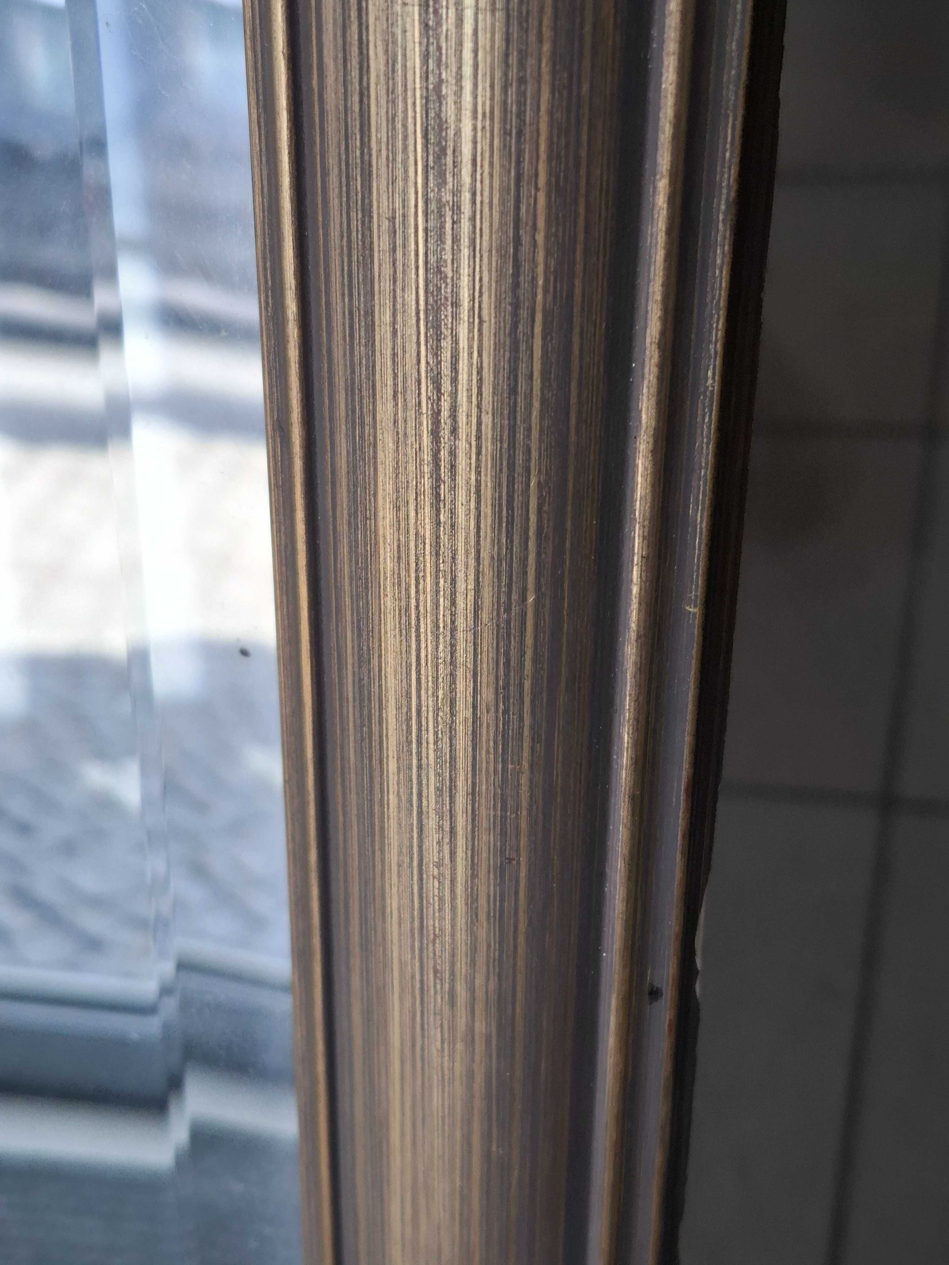 Duże lustro drewniane zdobione złote 70x90 stylowe fazowane