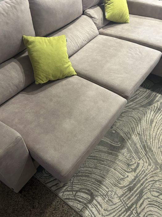 Sofá De Sala com Chaise Longue Castanho claro