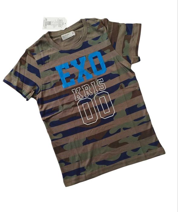 Koszulka khaki bluzka t-shirt dla chłopca krótki rękaw nowa 140-146